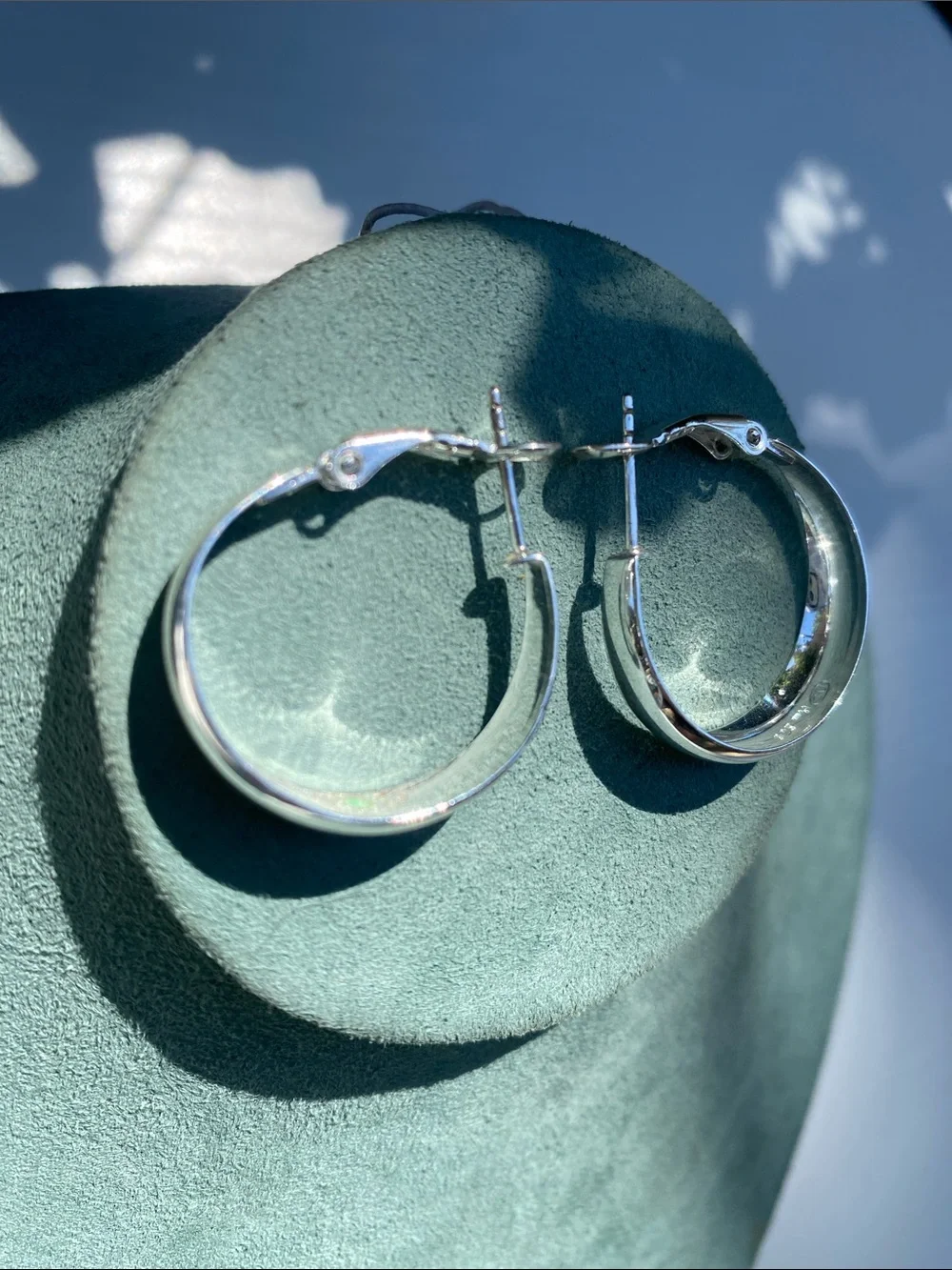 925 Sterling Silver Oval Hoop Earrings Hinged Pierced
